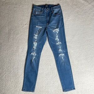 Aero High Rise High Wasted Stretchy Denim Jeans distressed Size 6